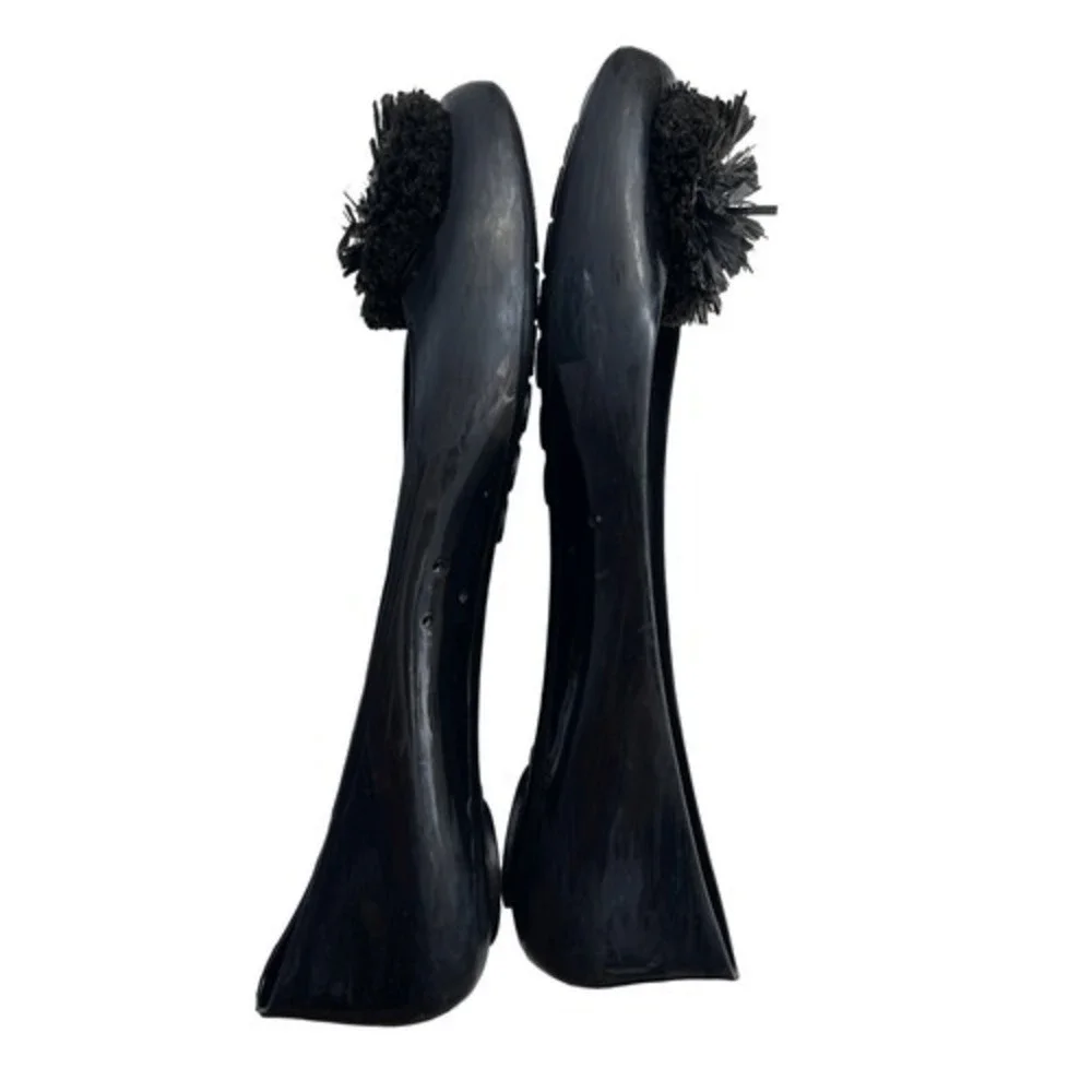 Tory Burch Black Jelly Ballet Flats Embellished Round Toe‎ Women's Shoes